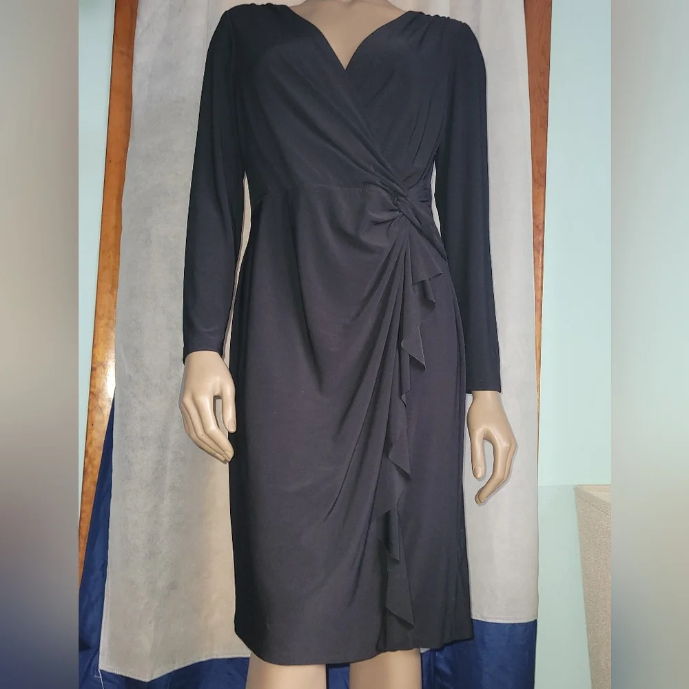 American Living Ruffled Faux Wrap Long Sleeved Dress - Picture 2 of 10